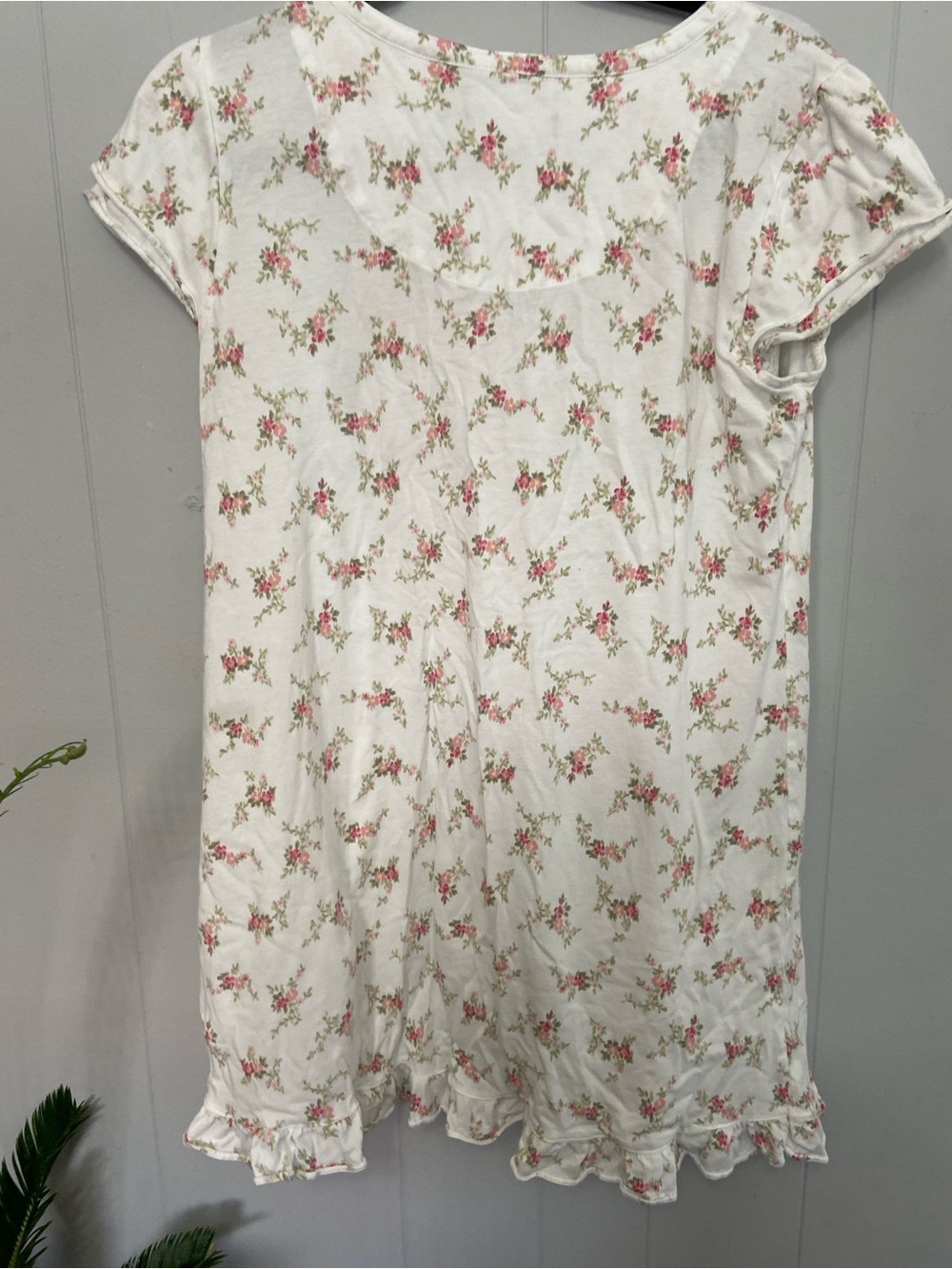 Vintage black label Lauren Ralph Lauren White Nightgown-with Pink Floral Print.
